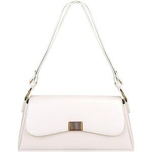 Vintage Small Cream Shoulder Bag for Women Zipper Closure and Classic Design